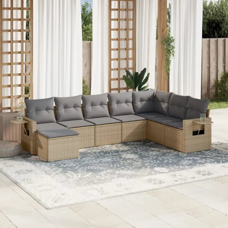 Loungeset voor tuin met waterdichte tas en gepoedercoat staal - Beige en grijs / Zonder tafel - Tuinsets