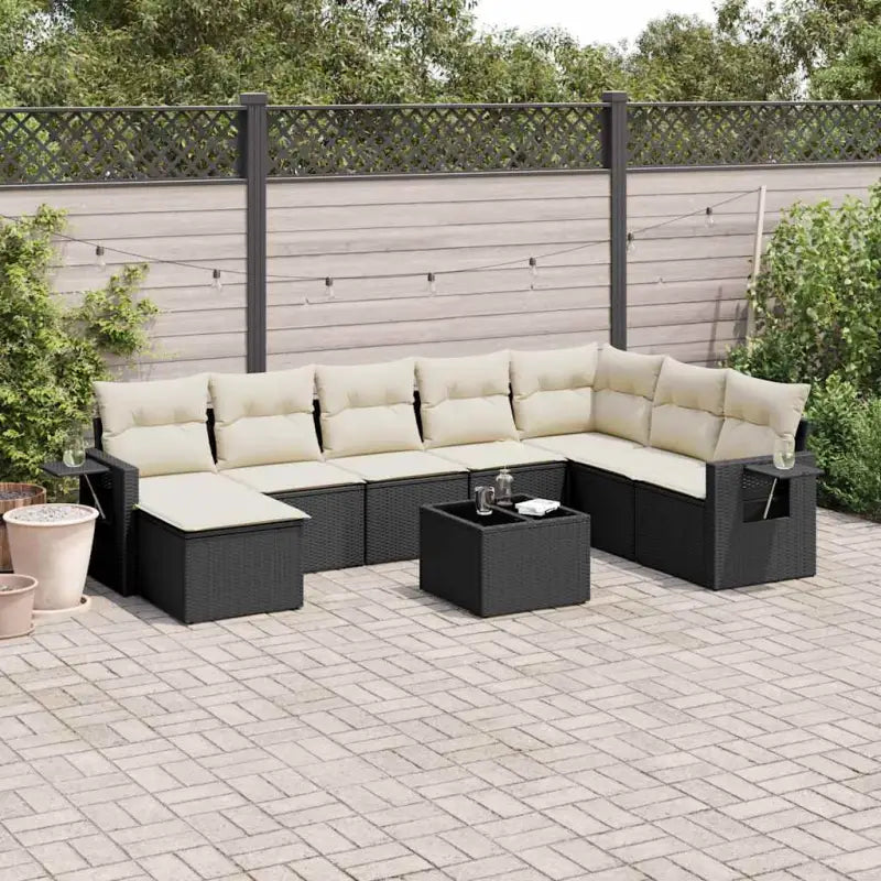 Loungeset voor tuin met waterdichte tas en gepoedercoat staal - Zwart en crème / Met tafel - Tuinsets
