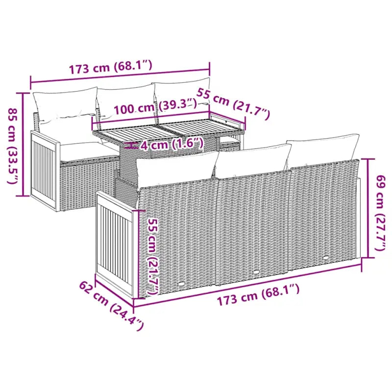 Loungeset voor tuin met waterdichte tas en grijs gepoedercoat staal - Grijs - Tuinsets