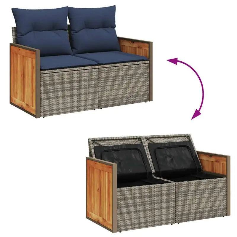 Loungeset voor tuin met waterdichte tas en grijs gepoedercoat staal - Grijs - Tuinsets