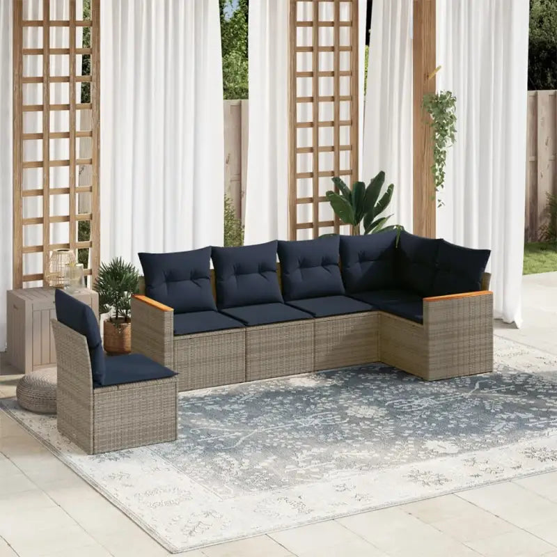Loungeset voor tuin met waterdichte tas en grijs gepoedercoat staal - grijs en marineblauw / Zonder tafel - Tuinsets