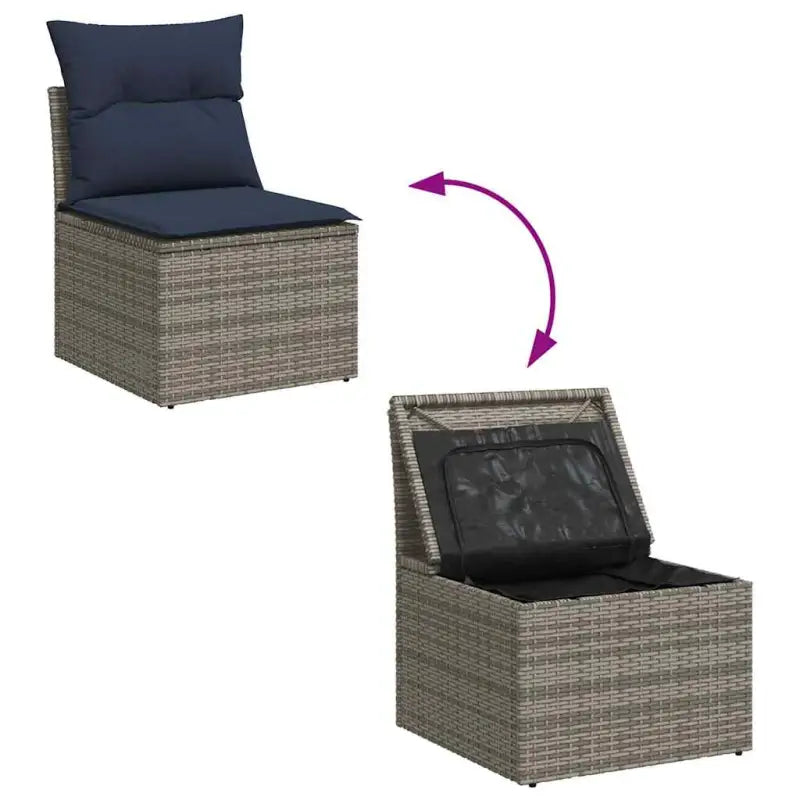 Loungeset voor tuin met waterdichte tas in grijs materiaal en gepoedercoat staal - Grijs / met opbergruimte - Tuinsets