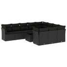 Loungeset voor tuin met zwart materiaal en gepoedercoat staal - Tuinsets
