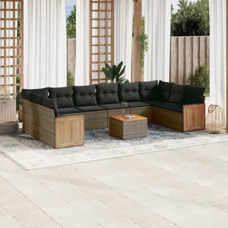 Loungeset voor tuin met zwart materiaal en waterdichte zak - Grijs / Met tafel - Tuinsets