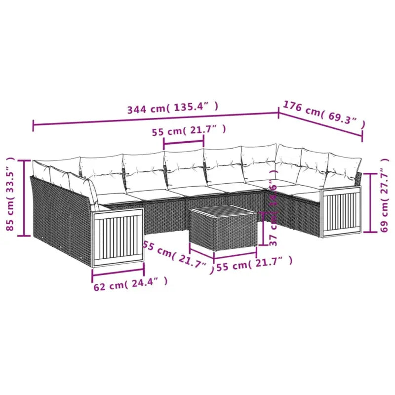 Loungeset voor tuin met zwart materiaal en waterdichte zak - Tuinsets