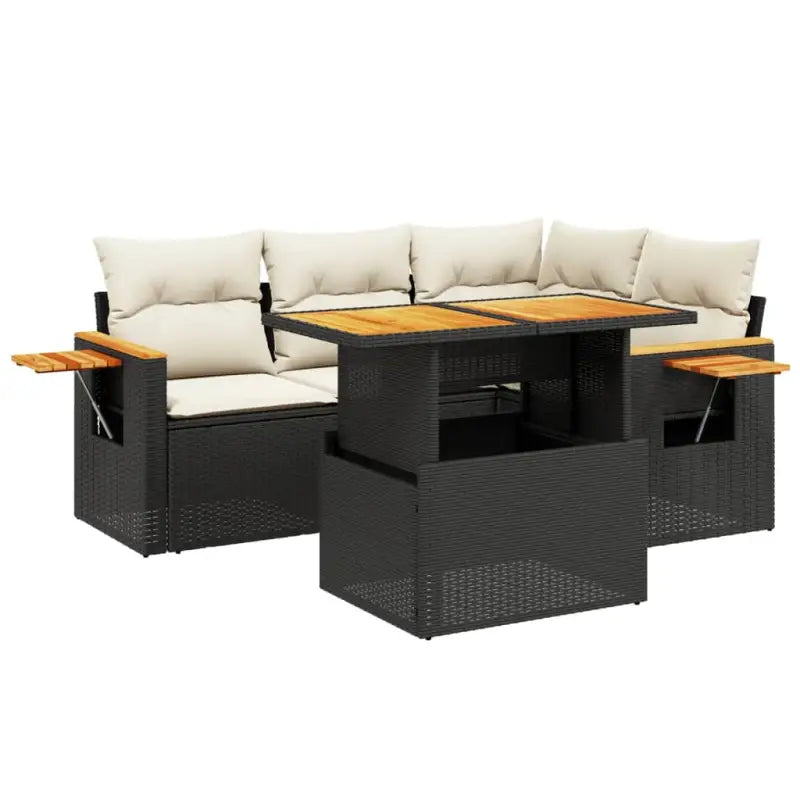 Loungeset voor tuin of terras in zwart materiaal en gepoedercoat staal - Tuinsets