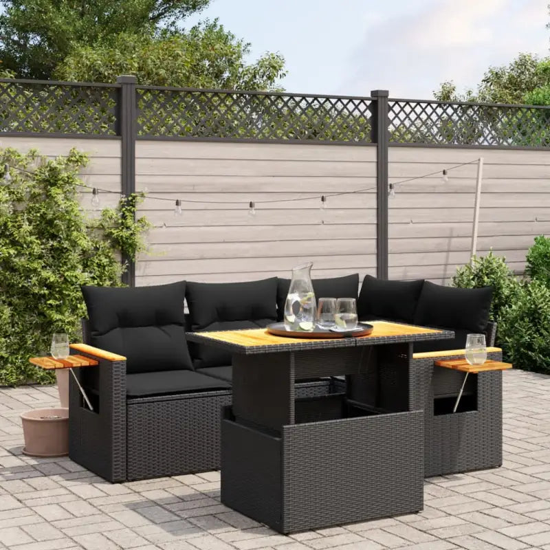 Loungeset voor tuin of terras in zwart materiaal en gepoedercoat staal - Zwart / zonder opbergruimte - Tuinsets