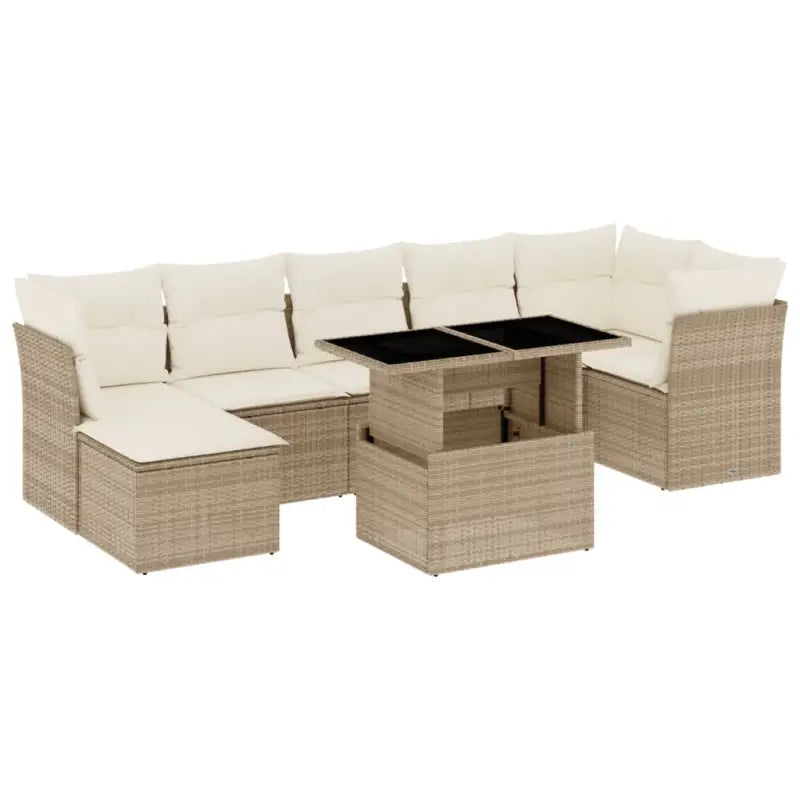 Loungeset voor tuin of terras met beige materiaal en gepoedercoat staal - Tuinsets