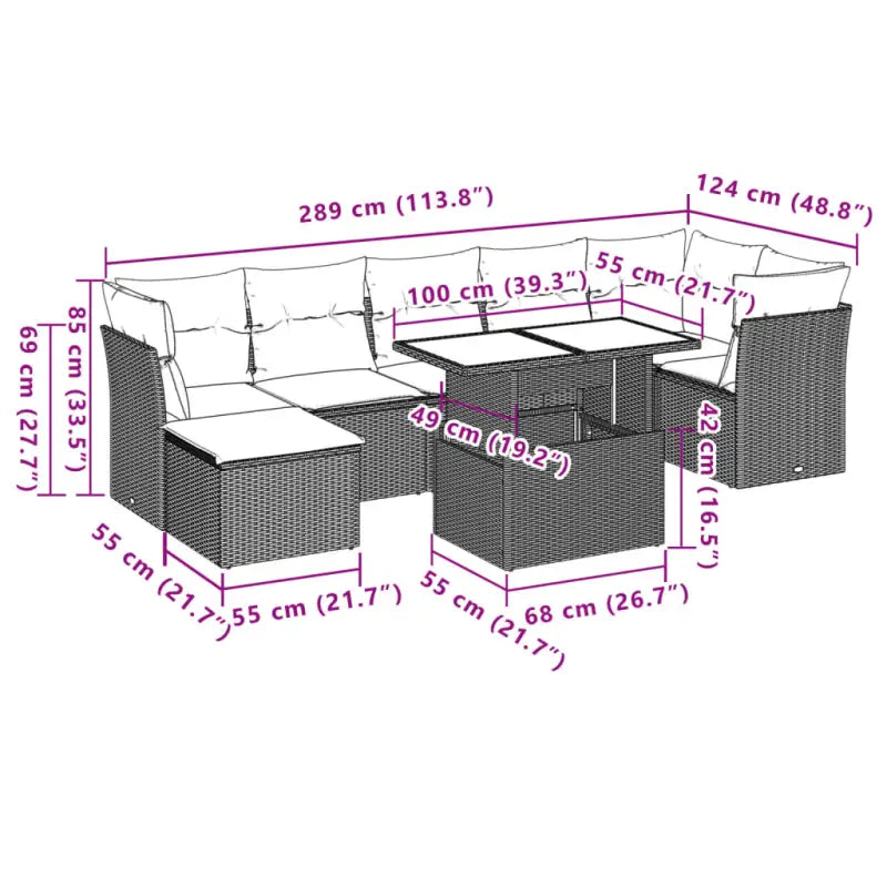 Loungeset voor tuin of terras met beige materiaal en gepoedercoat staal - Tuinsets