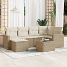 Loungeset voor tuin of terras met beige materiaal en gepoedercoat staal - beige en crèmekleurig / Met tafel - Tuinsets