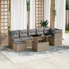 Loungeset voor tuin of terras met beige materiaal en gepoedercoat staal - Beige en grijs / zonder opbergruimte
