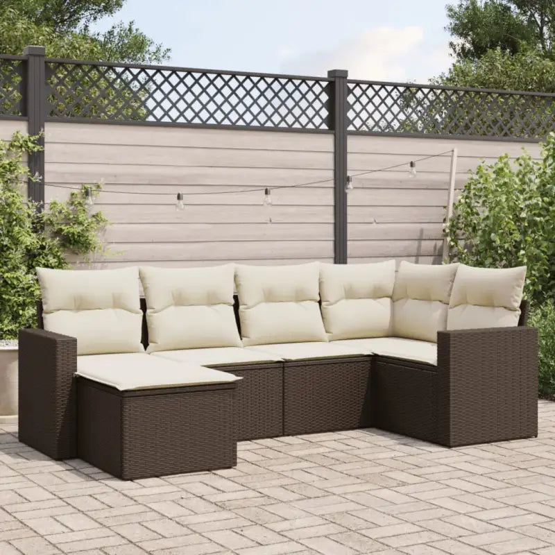 Loungeset voor tuin of terras met beige materiaal en gepoedercoat staal - Bruin en crème / Zonder tafel - Tuinsets
