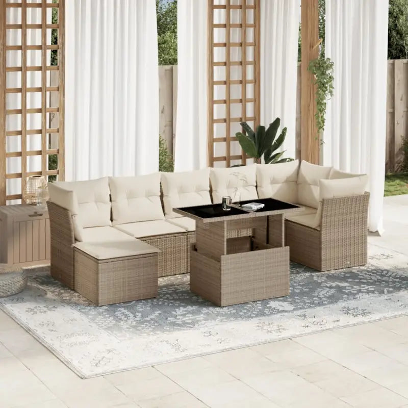 Loungeset voor tuin of terras met beige materiaal en gepoedercoat staal - beige en crèmekleurig / zonder opbergruimte