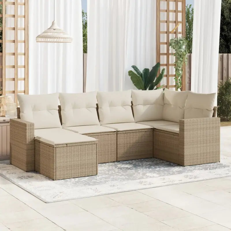 Loungeset voor tuin of terras met beige materiaal en gepoedercoat staal - beige en crèmekleurig / Zonder tafel