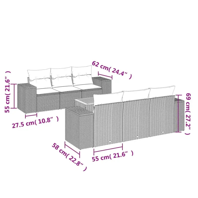 Loungeset voor tuin of terras met grijs materiaal en gepoedercoat staal - Tuinsets