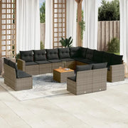 Loungeset voor tuin of terras met grijs materiaal en gepoedercoat staal - Tuinsets