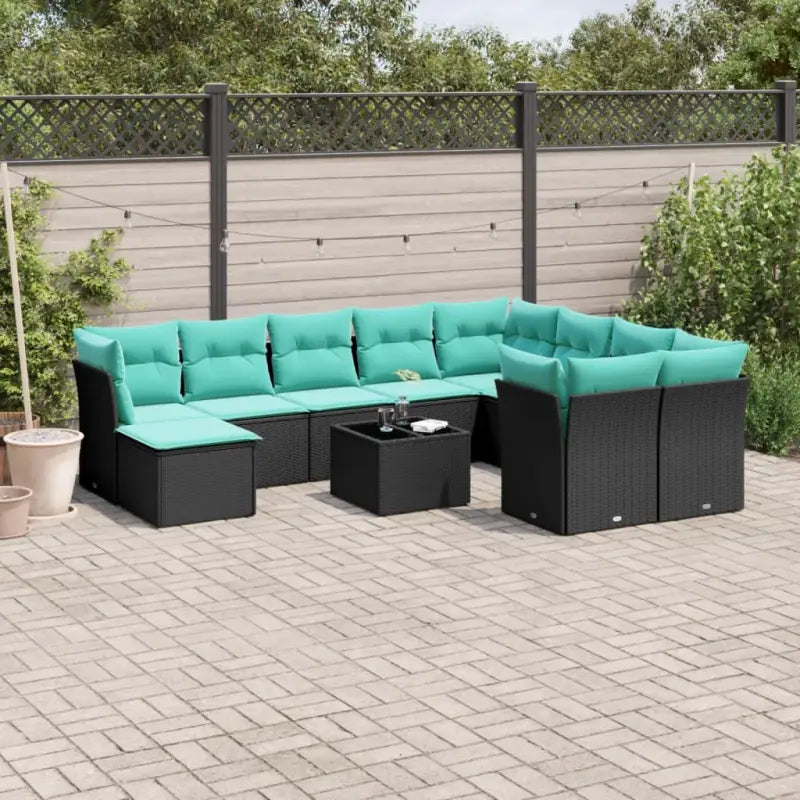 Loungeset voor tuin of terras met grijs materiaal en gepoedercoat staal - Zwart en blauw - Tuinsets