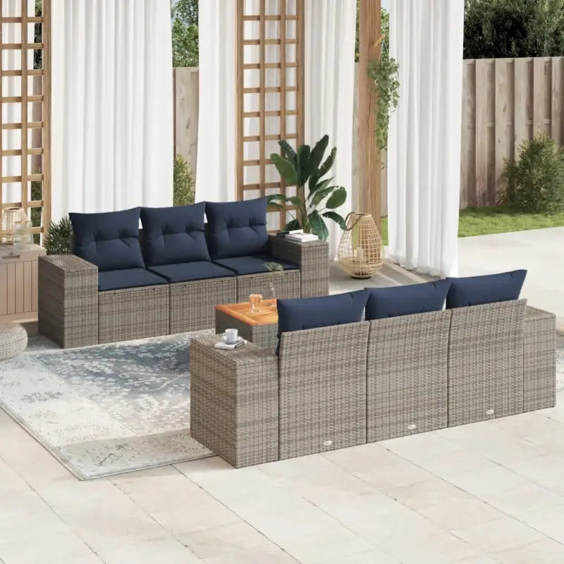 Loungeset voor tuin of terras met grijs materiaal en gepoedercoat staal - Grijs - Tuinsets