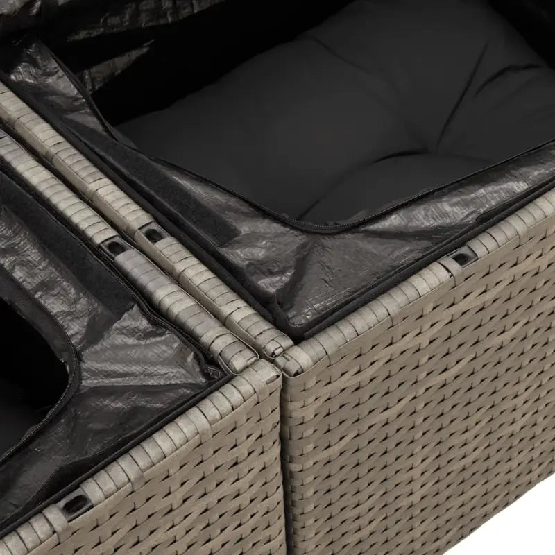 Loungeset voor tuin of terras met grijs materiaal en gepoedercoat staal - Tuinsets