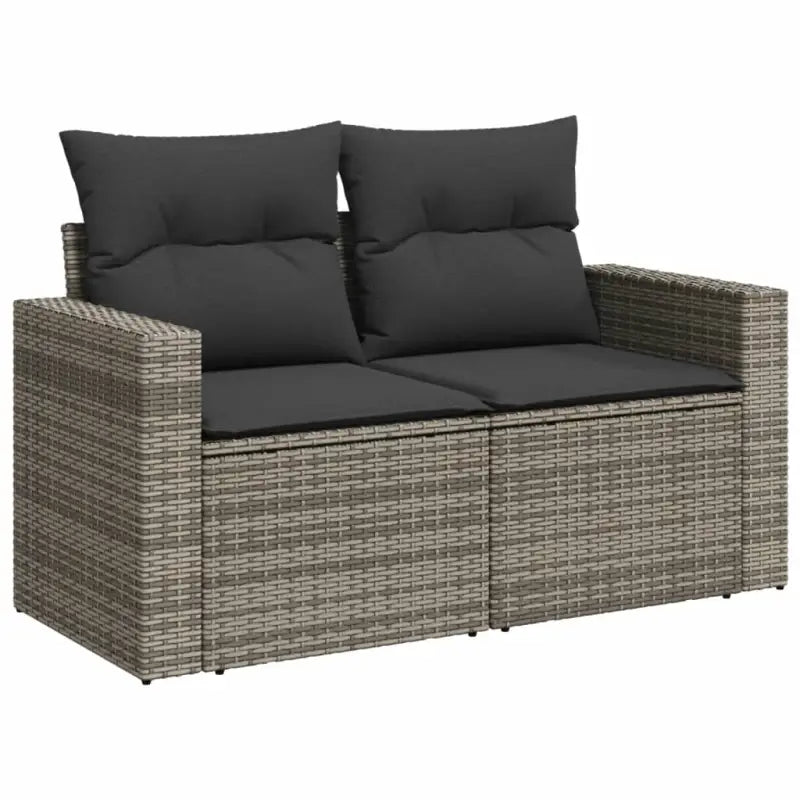 Loungeset voor tuin of terras met grijs materiaal en gepoedercoat staal - Tuinsets