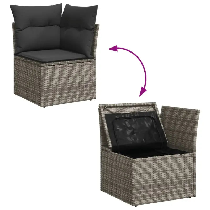 Loungeset voor tuin of terras met grijs materiaal en gepoedercoat staal - Tuinsets