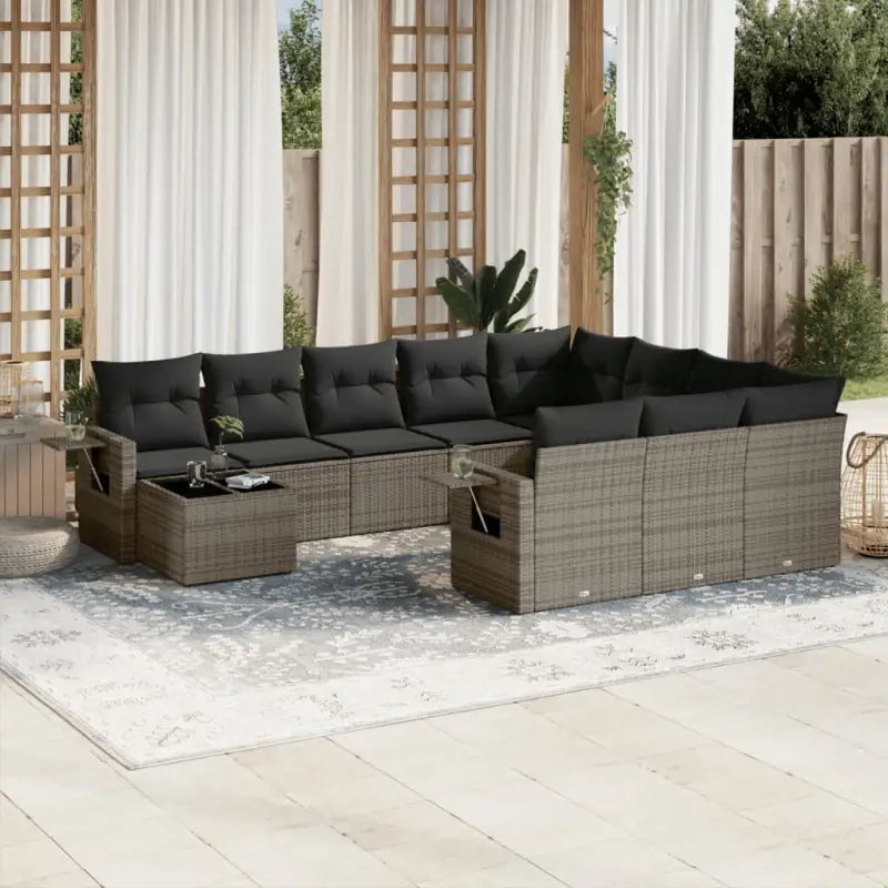 Loungéset voor tuin of terras met grijs materiaal en gepoedercoat staal - grijs en donkergrijs - Tuinsets
