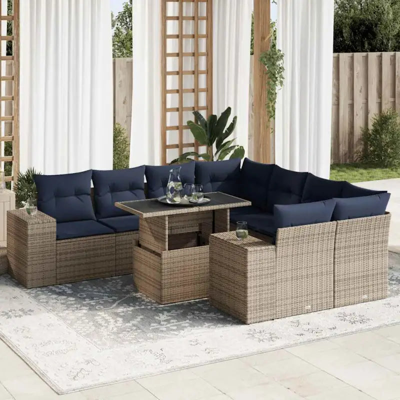 Loungeset voor tuin of terras met waterdichte tas en grijs materiaal - Grijs / met opbergruimte - Tuinsets