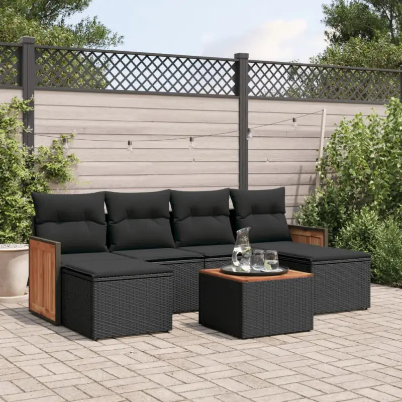 Loungeset voor tuin of terras met waterdichte zak en grijs materiaal - Zwart / Met tafel - Tuinsets