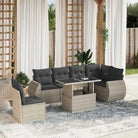 Loungeset voor tuin of terras met zwart materiaal en gepoedercoat staal - Lichtgrijs / Met tafel - Tuinsets