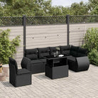 Loungeset voor tuin of terras met zwart materiaal en gepoedercoat staal - Zwart / Met tafel - Tuinsets