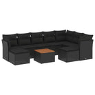 Loungeset voor tuin of terras met zwart materiaal en gepoedercoat staal - Tuinsets