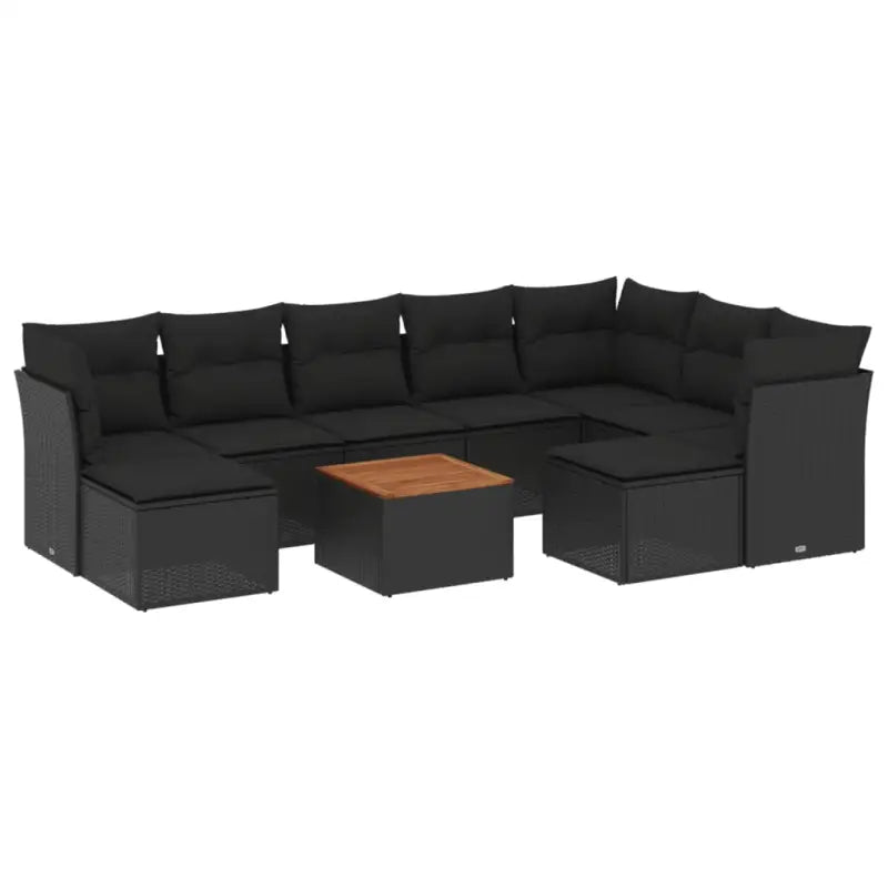 Loungeset voor tuin of terras met zwart materiaal en gepoedercoat staal - Tuinsets