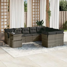 Loungeset voor tuin of terras met zwart materiaal en gepoedercoat staal - Grijs / Met tafel - Tuinsets