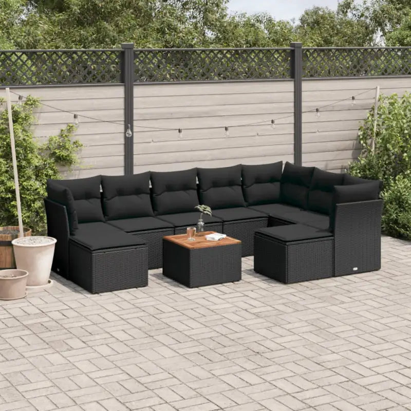 Loungeset voor tuin of terras met zwart materiaal en gepoedercoat staal - Zwart - Tuinsets