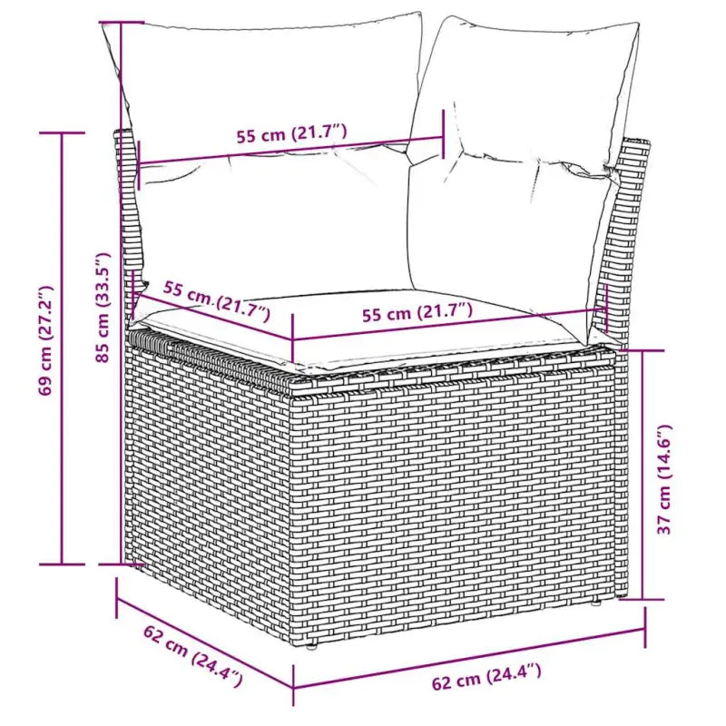 Loungeset voor tuin of terras met zwart materiaal en gepoedercoat staal - Tuinsets