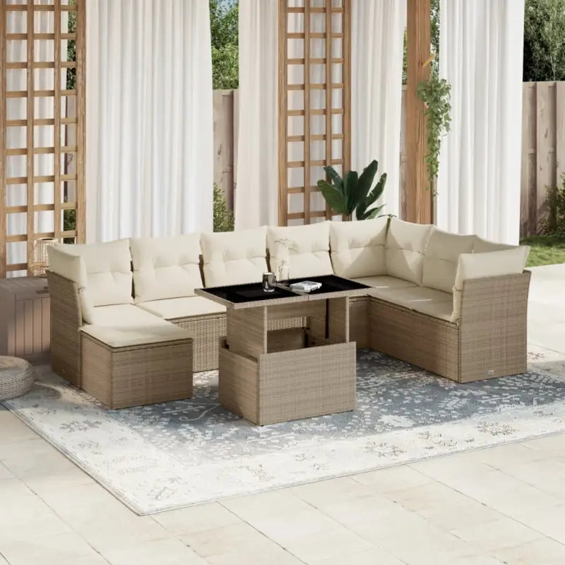 Loungeset voor tuin of terras van beige materiaal en gepoedercoat staal - Tuinsets