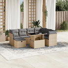 Loungeset voor tuin terras met zwart materiaal en gepoedercoat staal - Beige en grijs / Met tafel - Tuinsets