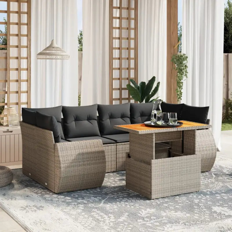 Loungeset voor tuin van grijs materiaal en gepoedercoat staal - Grijs / zonder opbergruimte - Tuinsets