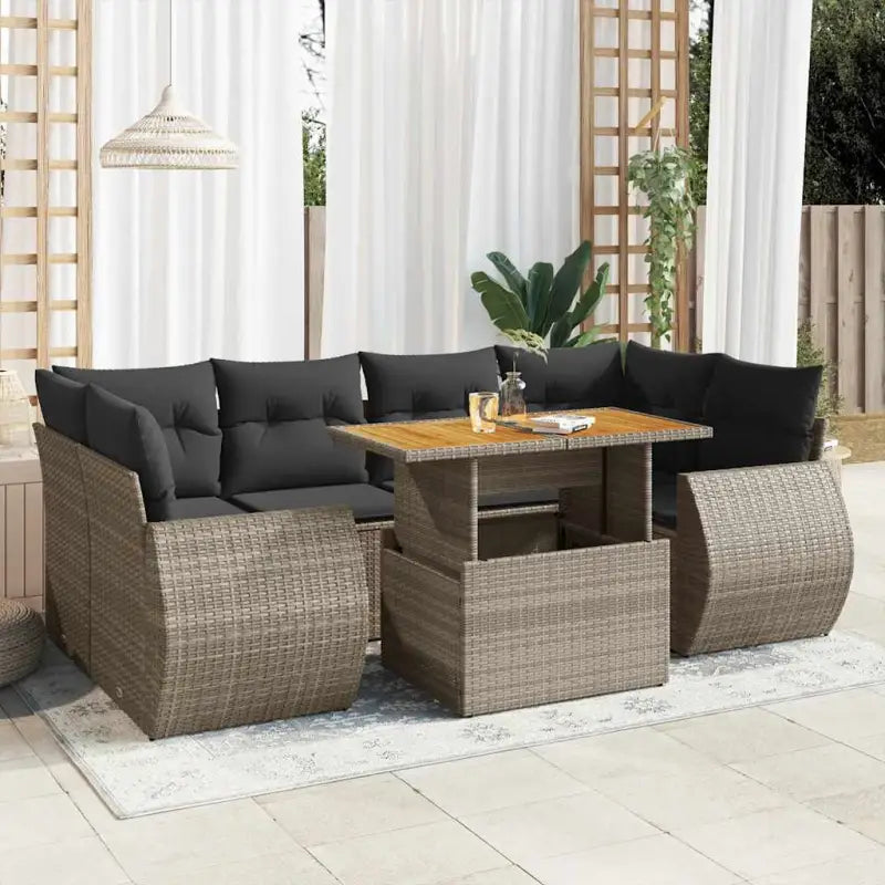 Loungeset voor tuin van grijs materiaal en gepoedercoat staal - Grijs / met opbergruimte - Tuinsets