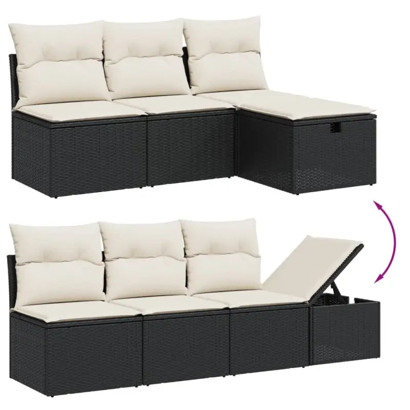 Loungest set met gepoedercoat staal zwart materiaal en afmetingen - Tuinsets