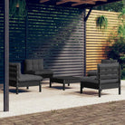 Loungetafel en banken van massief grenenhout met voetenbank - Tuinsets