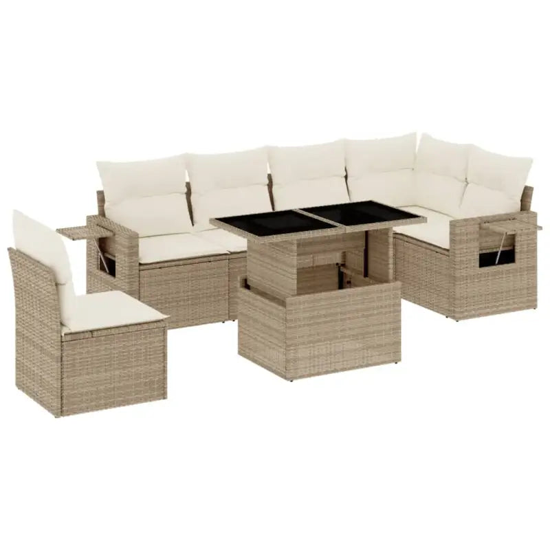 Loungetafel Tuinset met beige materiaal en gepoedercoat staal afmetingen - Tuinsets