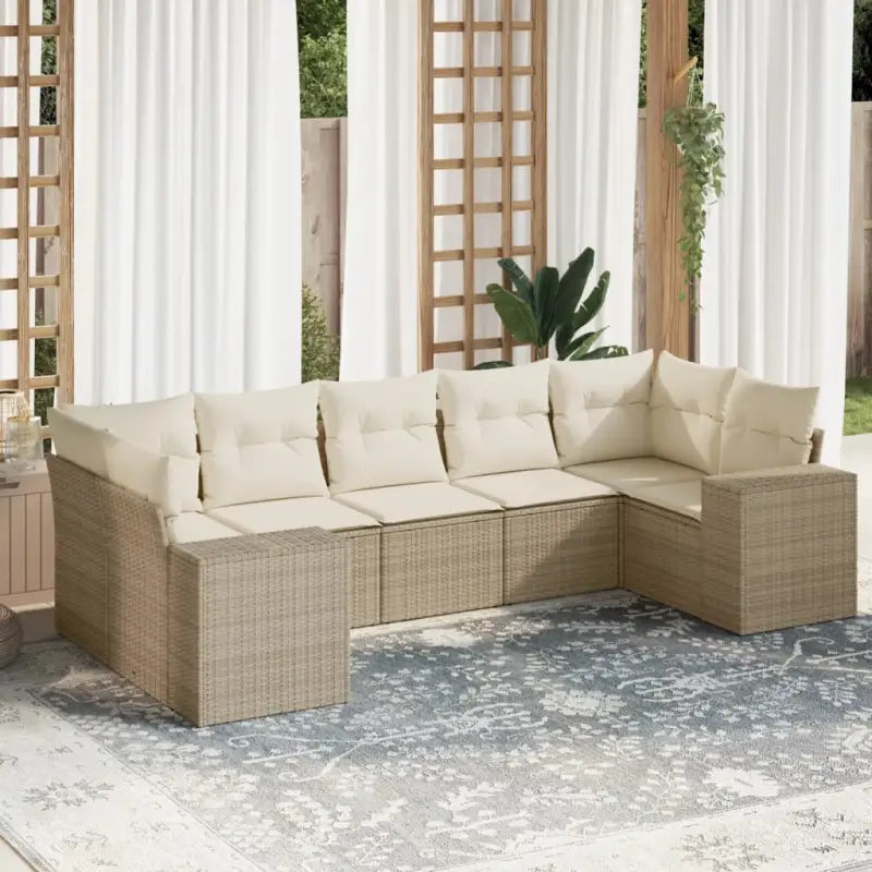 Loungetafel van Beige Materiaal met Gepoedercoat Staal Afmetingen - beige en crèmekleurig - Tuinsets