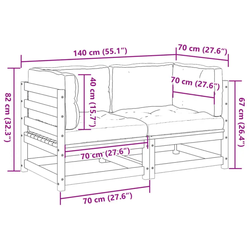 Loungetafelset van massief Douglas vurenhout voor tuin of terras - Tuinsets