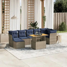 Loungetekstafel set in zwart materiaal en gepoedercoat staal afmetingen - Grijs / Tafel + 3x hoek + 3x midden - Tuinsets
