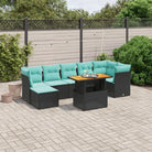 Loungetekstafel set in zwart materiaal en gepoedercoat staal afmetingen - Zwart / Tafel + 3x hoek + 3x midden - Tuinsets