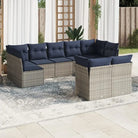 Loungetoel met poly rattan en gepoedercoat staal voor tuin of terras - Beige en grijs / Zonder tafel - Tuinsets