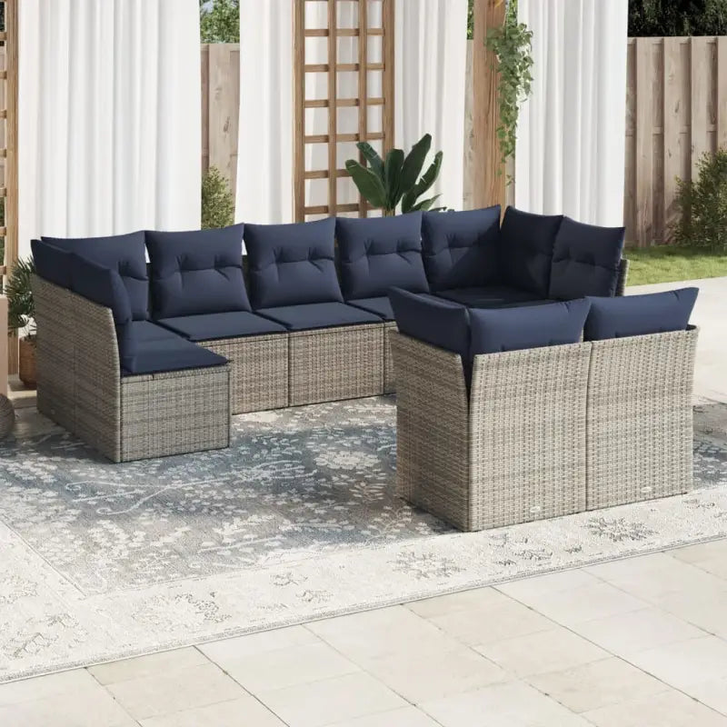 Loungetoel met poly rattan en gepoedercoat staal voor tuin of terras - Beige en grijs / Zonder tafel - Tuinsets