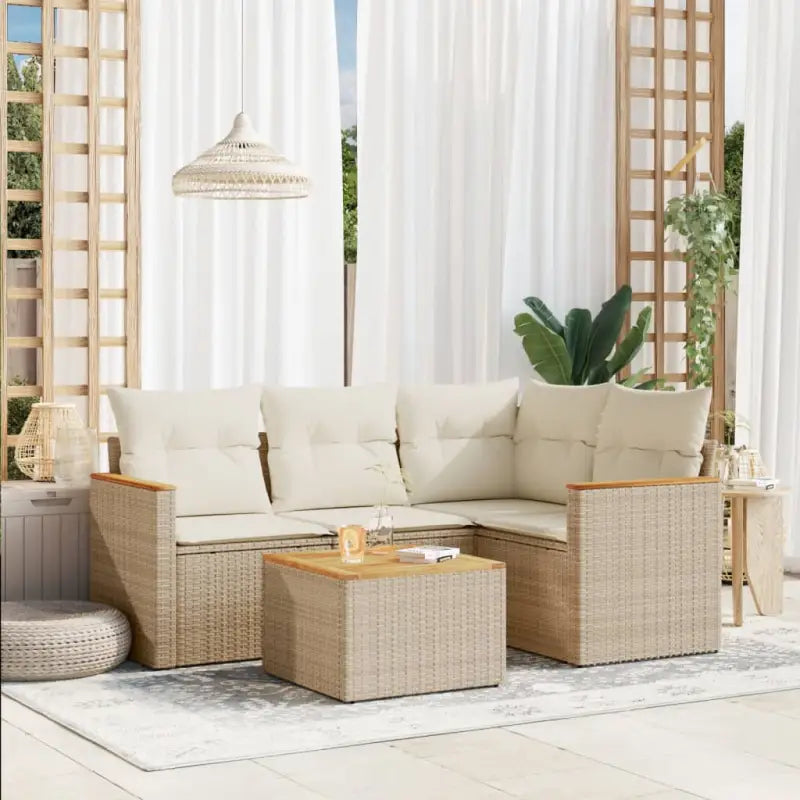 Loungetoestel voor tuin van gepoedercoat staal met ruime afmetingen - Beige / Met tafel - Tuinsets