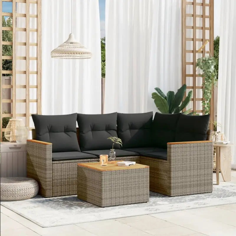 Loungetoestel voor tuin van gepoedercoat staal met ruime afmetingen - Grijs / Met tafel - Tuinsets